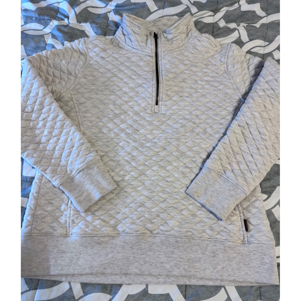 Avalanche Outdoor Supply Co off-white/grey Quilted Quarter Zip Pullover Sweater